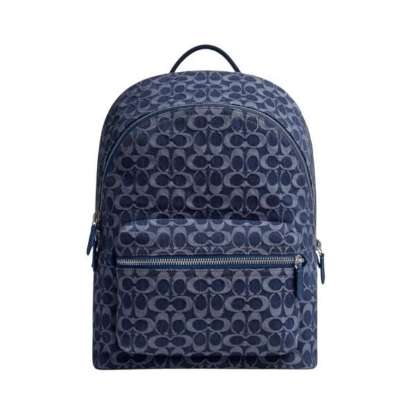 NWT Coach Carter Backpack In Monogrammed Denim - Picture 1 of 13